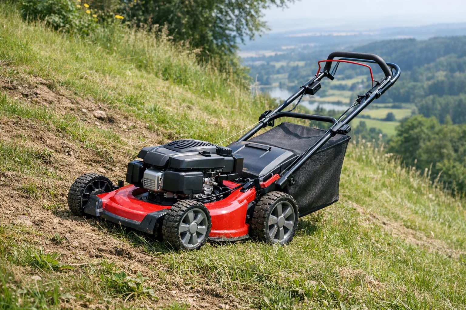 Wie Sie den Rasenmaeher optimal fuer unebene und abschuessige Flaechen nutzen